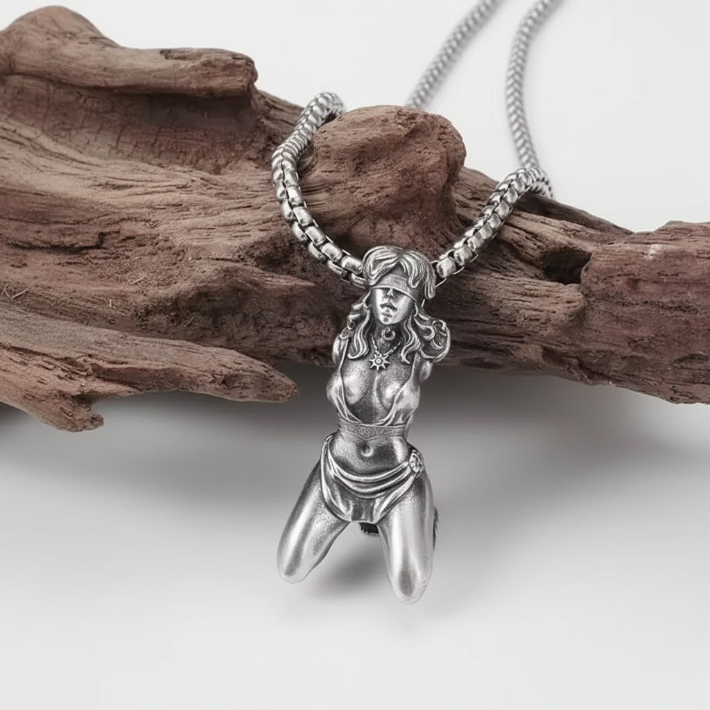 Colar Alternativo Bondage Mecânico – Pingente Deusa Escrava