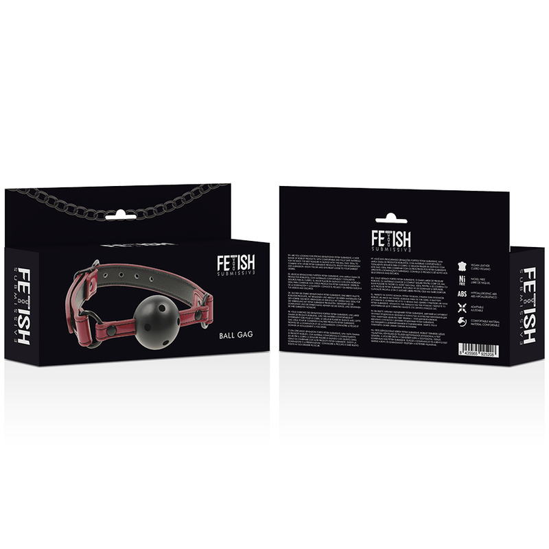 Mordaça BDSM com Bola Ajustável em Couro Vegano